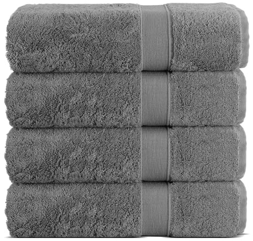 Chakir Turkish Linens 100% Turkish Cotton 550-600 GSM | Soft and Absorbent Turkish Bath Towels for Daily Use | 27 x 54 Inches Bath Towels (Gray)