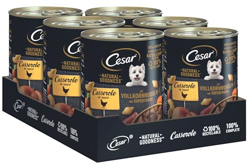 Cesar Natural Goodness Premium Hunde Nassfutter in der Dose Casserole in Sauce mit Huhn und Superfoods 6x400g