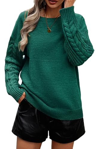 Heersan Maglione Invernale Donna Elegante Knitted Sweater a Girocollo Manica Lunga Pullover Top Maglione Autunno Sweatshirt Casual Moda Maglieria, vestibilità Larga Maglioni