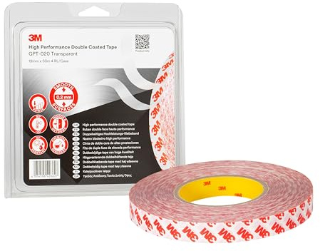 3M GPT-020 Ruban Double Face Adhésif, Transparent, 19 mm x 50 m, 0.2 mm