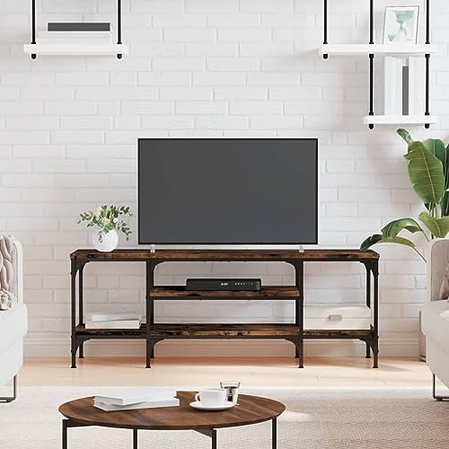 ShGaxin Mueble TV Madera ingeniería y Hierro Roble Ahumado 121x35x45 cm, Mueble TV Salon, Mesa TV, Mueble Television, Mueble Bajo TV, Módulos De Salón, Mueble Salon Moderno