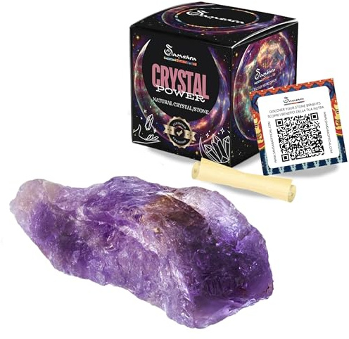 SAMSARA - Améthyste - Pierre brute naturelle avec coffret cadeau et fiche d'information | Crystal Therapy, Reiki | Energy Crystal Meditation and Decoration
