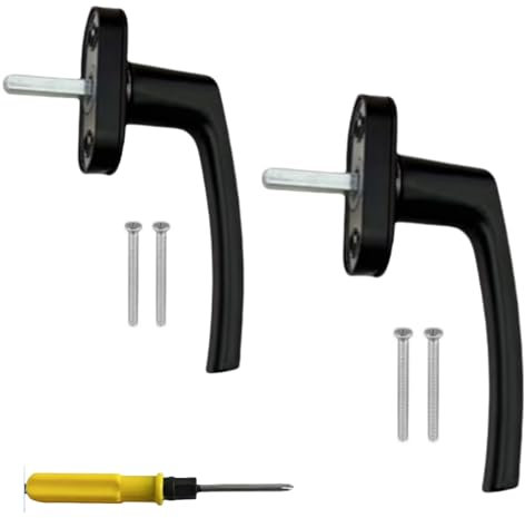 CNKHDZ Poignée de fenêtre en Aluminium,Poignée de fenêtre sans Barillet, Longueur de Tige 35mm,Poignée de fenêtre,Balcon,Porte de terrasse (4, Noir)