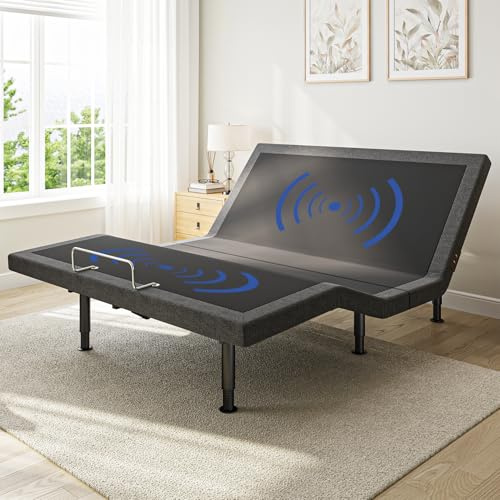 kaipuyiree Queen Size Adjustable Bed Frame with Massage & Zero Gravity - Electric Bed Frame with Remote, USB Charging, LED Night Light, 7.5-12.5 Adjustable Height, 900LBS Capacity, Quiet Motor