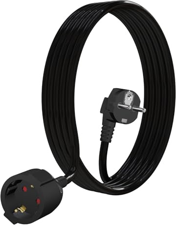 YIDE Verlängerungskabel 5m Kabel Kunststoff Stromkabel mit Schutzkontakt Stecker und Kupplung H05VV-F 3G1,5 mm² Schuko Verlängerung für Innen IP20, 16A/250V, 3500W, Schwarz