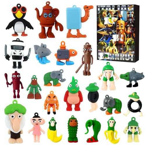 24 Pezzi Brainrot Italiano Figure, 3D Printed Brainrot Animali Figura Tralalero Tralala Figura Giocattoli Divertenti Ornamenti Creativi Figurine del Calendario 'Avvento per Bambin (B)