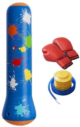 Sacco Da Boxe A Rimbalzo - PVC Da 47,24 Pollici | Sacco Da Boxe Gonfiabile Per Bambini | Set Completo Con Pompa E Guanti Per Il Gioco Del Karate Indoor E Outdoor