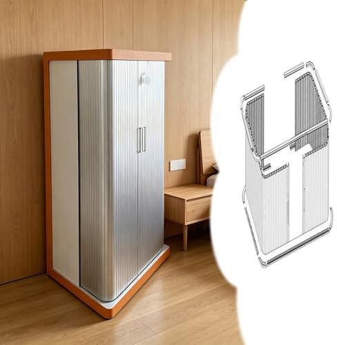 Xyrona Puerta Enrollable Puertas de Armario Enrollables Retráctiles de PVC, Puerta Enrollable Tipo Persiana de Peso Ligero y Deslizamiento Suave para Interiores, Persiana(W18xH20in/45x50cm)