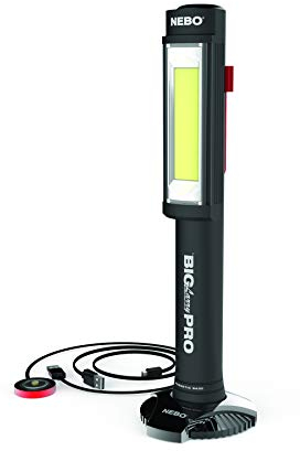 NEBO Big Larry PRO - High Power 500 Lumen COB Work Light - Red Hazard Flasher - Fully Rechargeable - Water and Impact Resistant