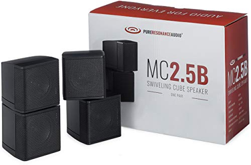 Pure Resonance Audio MC2.5B Dual 2.5” Swiveling Surround Sound Mini Cube Speaker (Pair, Black) (Without Brackets)