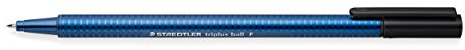 STAEDTLER 437 F-9 Kugelschreiber (triplus ball, ergonomische Dreikantform, hohe Qualität, Set mit 10 Stück, Farbe Schwarz, Linienbreite F)