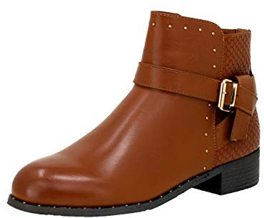 Fitters Footwear That Fits Donne Stivaletto Alma PU Stivaletto con Fibbia e Cerniera (43 EU, Brandy)