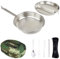 Mastiff Gears® 304 (18/8) Stainless Steel (FDA Compliant) USGI Type Mess Kit, Revived Plate Set, Army Mess Kit with Utensils & Pouch for Outdoor Camping Hiking Picnic BBQ Beach