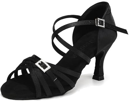 JUODVMP Femmes Salle De Bal Chaussures De Danse Latine Salsa Tango Danse Sociale Danse Fête Pratique Performance Talon de 7,5 cm