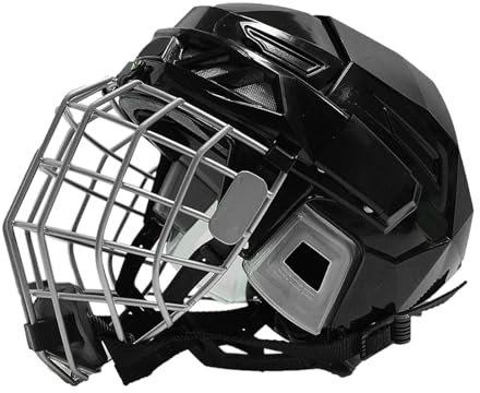 Rurunklee Caschi da hockey su ghiaccio – caschi da strada e rodeo, caschi da hockey e da rodeo, caschi da hockey su ghiaccio con gabbia, attrezzatura di protezione da hockey traspirante e sicura per