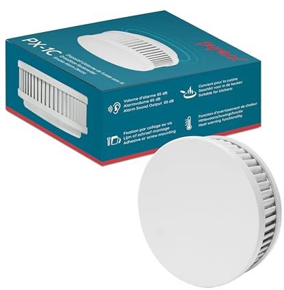 Pyrexx PX-1C Détecteur de fumée sans Fil, Pile de 10 Ans, Support magnétique sans perçage et clignotement des LED, certifié Selon Le Label Q, Blanc, Lot de 4.
