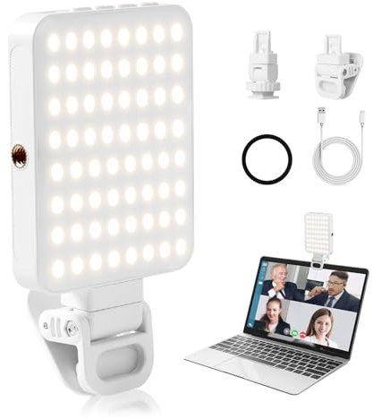 AiQInu Luz de Video 128 LED Profesional, 3000-6500K Luz para Movil Ajustada 2000mAh Recargable CRI 95+ 3 Modos Luz Portátil para Phone, iPhone, Android, iPad, Laptop