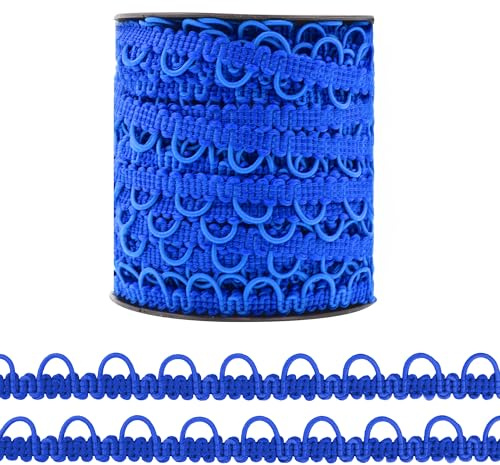 Mandala Crafts 30 Yds Elastic Button Loop Trim - Royal Blue Braid Trim with Elastic Loops Button Closure for Sewing Bridal Wedding Dresses, Corsets, and DIY Crafts