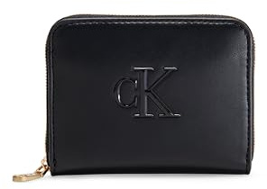 Calvin Klein Portafogli da donna rialzati CK Medium Zip Around LV04F1026G, nero (nero), taglia unica, Nero (Nero), Taglia unica