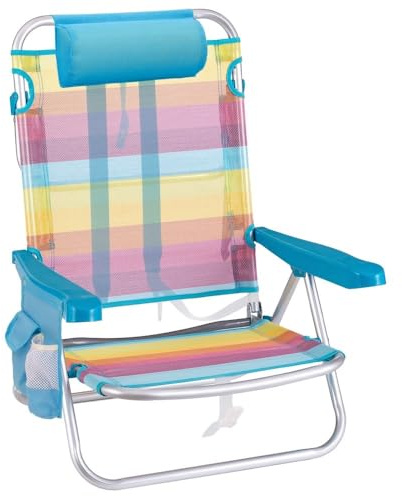 LOLAhome Silla Playa Mochila de 4 Posiciones de Aluminio y textileno de Rayas Multicolor