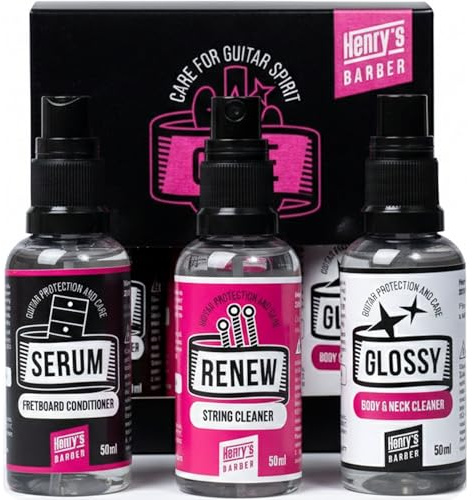 Henry`s Guitar Cleaning Set – Gitarren Reinigungsset & Gitarrenpflege Set All-in-One mit Saitenreiniger, Griffbrett Öl für E-, Akustik- & Bassgitarren