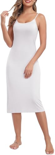 Lovasy Women's Full Slips Soft Slinky Petticoat Ladies Long Nighties Basic Underskirt for Women with Adjustable Straps Size UK 6-26