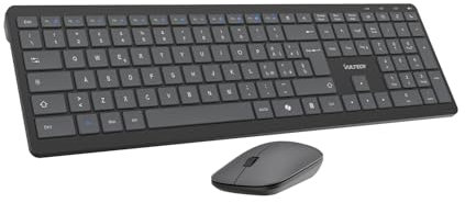 VulTech KM-851W Kit Tastiera e Mouse Wireless Tasti a Forbice Silenziosi click silenzioso Layout Italiano QWERTY Ultraslim Tastierino Numerico, Tasti Multimediali Protezione Liquidi PC/Mac/Linux Nero