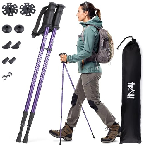 Trail Telescopic Walking Poles, 2 Pack, Adjustable 65–135cm | Lightweight Aluminium, Twistlock Adjustment, Antishock System, All-Terrain Attachments & Bag, Ideal for Hiking & Trekking