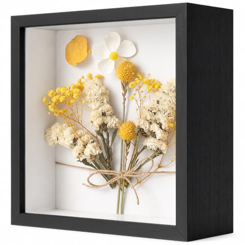 WISYOK 3D Shadow Box Frame, 8× 8, 5 cm Deep Box Frame, Black, Wooden