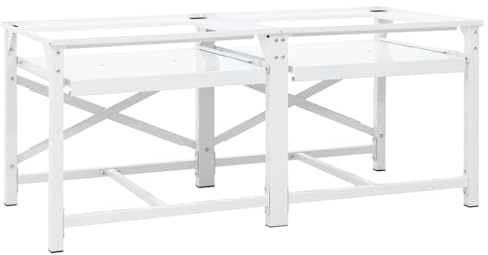 Kaloriko Pedestal para lavadora de acero blanco con 2 estantes extraíbles, base antideslizante, hasta 200 kg, para lavadero, baño, sótano y lavadora