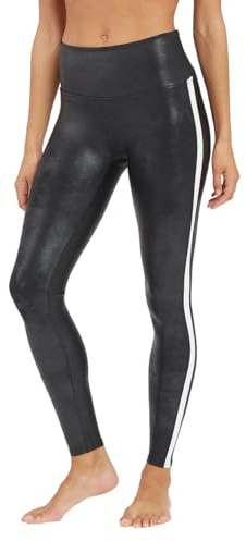 Spanx Faux Leather Stripe Legging,Black/White,M