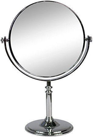 Vetrineinrete® Specchio cosmetico rotondo da trucco con zoom girevole da appoggio specchio di ingrandimento portatile girevole con base da tavolo ø 15 cm ø 17 cm (Diametro 17 cm) M33