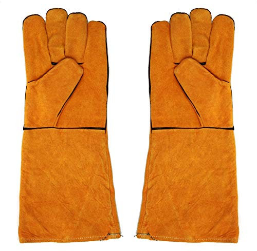 Sipobuy Pelle Bovina Esteso Guanti Saldatore, Anti-alta Temperatura, Ritardante Di Fiamma, Resistente All'usura, Al Calore Di Isolamento, Per BQQ, Saldatura, Forno, Ecc Da Lavoro Di Sicurezza