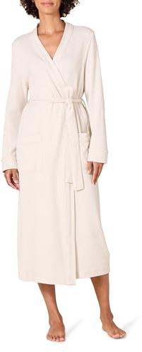 Amazon Essentials Women's Lightweight Waffle Full-Length Bath Robe with Pockets (Available in Plus Size), Beige, Large