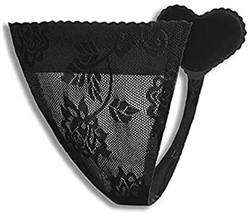 HTRUIYA Womens Adhesive Panties Invisible C String Heart Shaped Underwear Covers Sexy Strapless Thong-BK/M Black