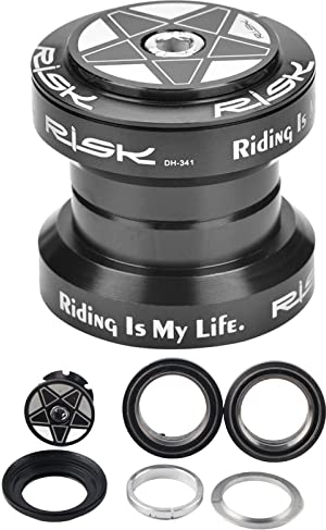 mumisuto Fahrrad-Steuersatz, 34 mm Fahrrad-Fahrrad versiegelter Steuersatz für 28,6 mm gerade Gabelschaft 4,5 * 4,5 cm Aluminiumlegierung Rot/Schwarz(Black)