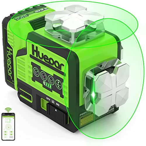 Niveau Laser Huepar 2x360 Vert Bluetooth Auto-nivelant 8 Lignes Croix Laser Outil avec Trépied et Mode D'impulsion, Batterie Li-ion Rechargeable, Télécommande