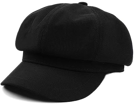 Skärmmössa dam, ballongmössa, basker, vintermössa, skjutmössa, Gatsby Newsboy-keps, bakerboy-hatt, Schwarz