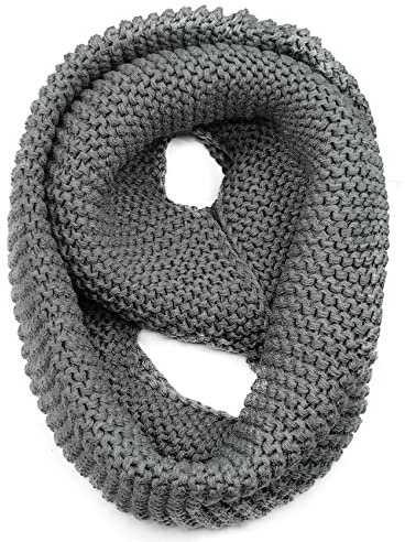 AUSUAYA Bufanda infinita para mujer, bufanda gruesa y de punto con bucle de lana para el cuello, calentador de cuello para el invierno GB-W-S-J1, gris, Talla única