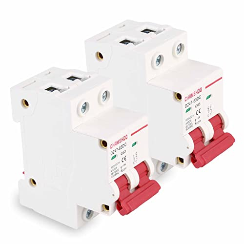 Vegena 2 Stück Sicherungsautomat, DZ47-63Z-2P, 1000V 63A, Photovoltaik-leitungsschutzschalter, Dc Leitungsschutzschalter Dc Trennschalter Solar Für Wohnbeleuchtung Verteilerleitungen Solar Pv Anlage