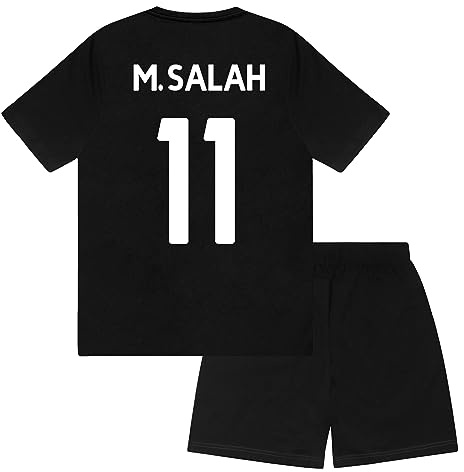 Liverpool FC Boys M.Salah 11 Sublimation Short Pyjamas Black 12-13 Years