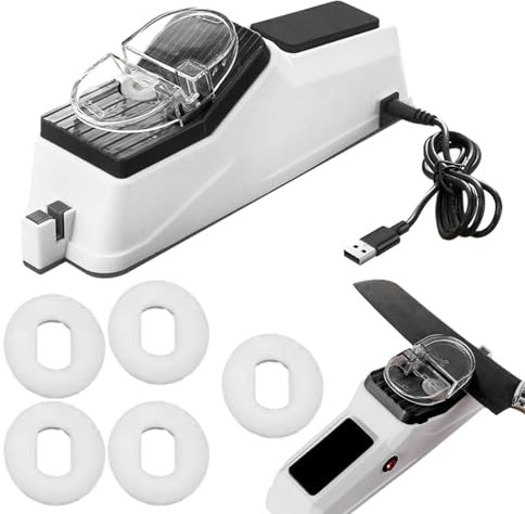 Aiguiseur de Couteaux électrique, Aiguiseur de Couteaux et Ciseaux électrique Avec Couvercle de Protection, Machine à affûter les Couteaux pour Affûtage et Polissage Rapides des Outils de Cuisine