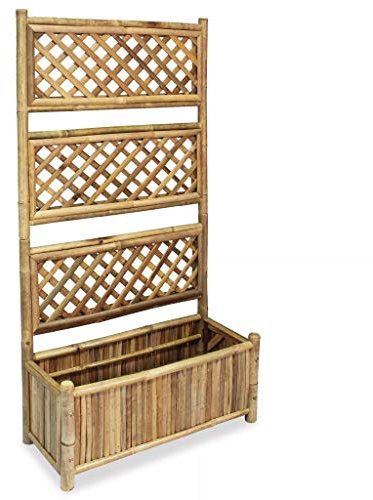 ARKEM Arriate de jardín con Enrejado de bambú 70 cm Macetas Exterior Grandes Huerto Jardinera Rectangular