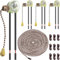 Xiatiaosann 4pcs Pull Switch, Lamp Switch with 4M Pull Chain Cord for Table Light Floor Lamp Bedside Lamp Wall Light Fan, Replacement Two-Wire 2 Pin SPST On-Off Ceiling Fan Light Vintage Switch