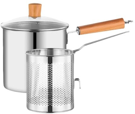 Bratentopf mit Korb und Deckel, Edelstahl-Kochtopf, Küchenhelfer zum Braten, Mehrzweck-Brattopf, breite Öffnung, vielseitiges Ölfiltergefäß, Fischtopf