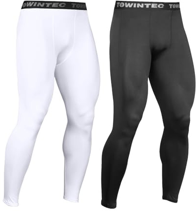 Towintec Kompressionsbyxor herr träning tights fotboll andas snabbtorkande leggings termisk lager bas gym atletisk yoga basket elastiska tajta byxor