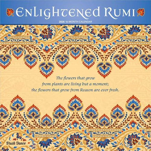 Enlightened Rumi 2026 12 X 24 Inch (Hanging) Monthly Square Wall Calendar Plastic-Free