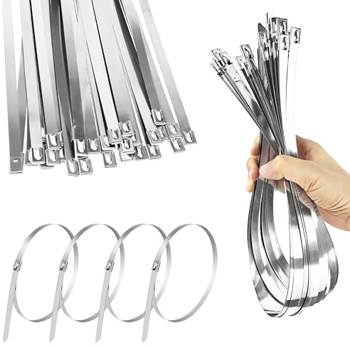 Aramanara 30 Pcs 10 x 600 mm Stainless Steel Cable Ties, Long Metal Zip Tie
