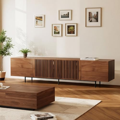 Large Vintage Style TV Stand 180/240 cm, Heavy Duty TV Unit for Big Screens (85-100 Inch), High Capacity Storage TV Cabinet with Carbon Steel Legs for Lounge Living Room & Bedroom (180CM)