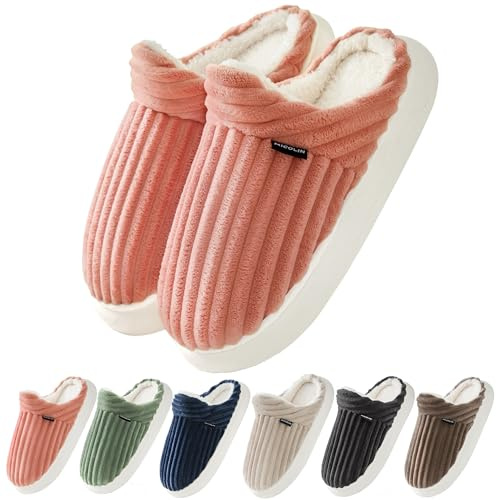 Donpapa Zapatillas de Estar por Casa Mujer Hombre Invierno pantuflas Cálido Memoria Antideslizante Confortable Espuma Suave Interior Exterior Rosa claro 270